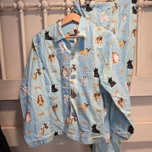 Puppy Print Pajama Set - Light Blue